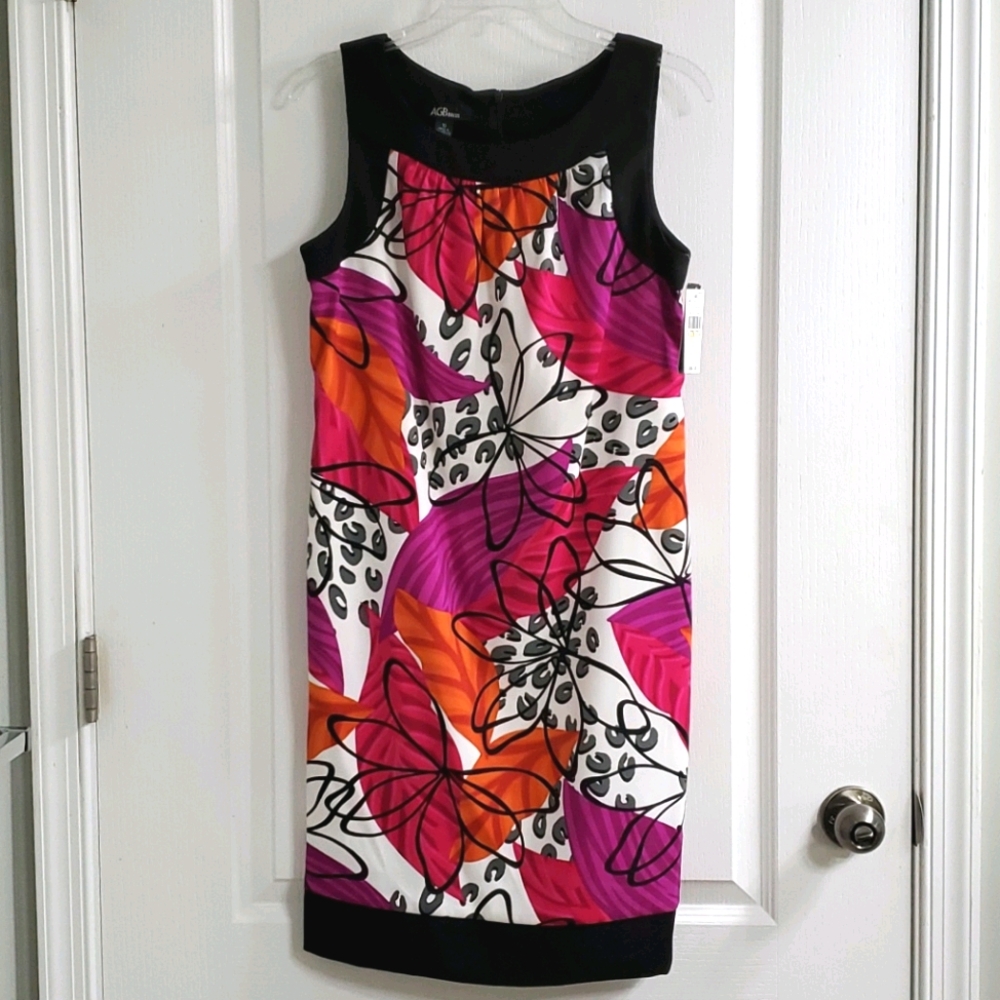 AGB DRESS Colorful Sleevess Midi Dress 10 NWT